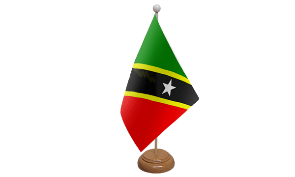 Saint Kitts and Nevis Small Flag with Wooden Stand